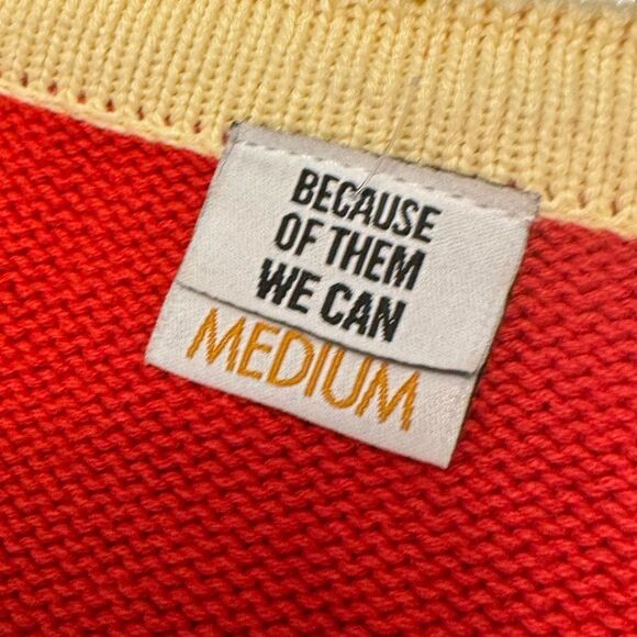 Preppy Because of them we can retro cardigan BIPOC academia 1950s quality cotton - Picture 12 of 13